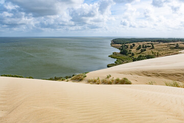Nagliai Nature Reserve in Neringa, Lithuania. Dead dunes, sand hills built by strong winds, with ravines and erosion. Any human activity is prohibited in the reserve except for scientific observations