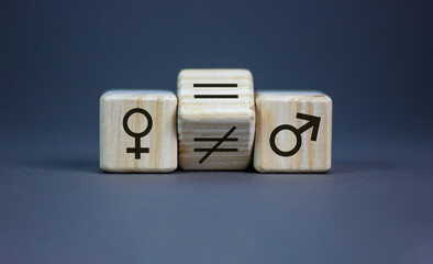 Symbol for gender equality. Turned a cube and changed a unequal sign to a equal sign between...