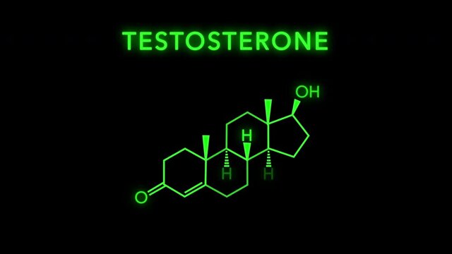 Testosterone Molecule Structure Symbol Neon Animation black background