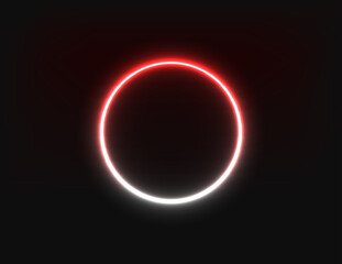 
Neon red circle glowing figure on a banner