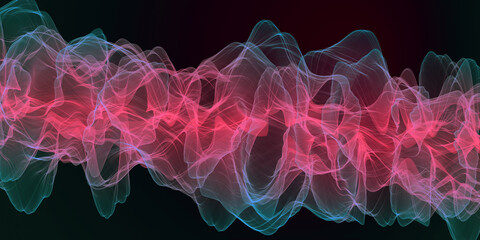 Abstract wave pink smoke background. Dark background with light bright waves for copy space.