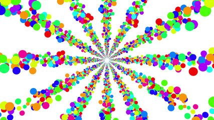 Colorful radial dot milky way radiant road white abstract 3D illustration background.