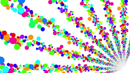 Colorful radial dot milky way radiant road white abstract 3D illustration background.