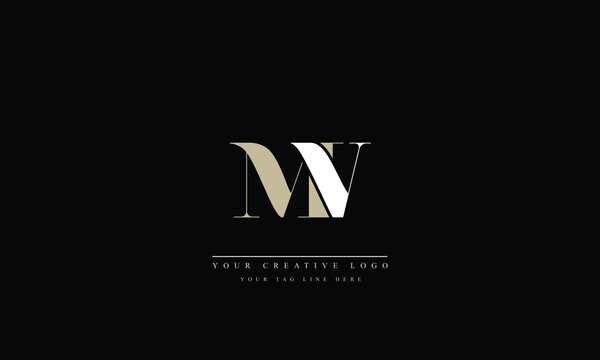 MV ,VM ,M ,V Letter Logo Design with Creative Modern Trendy Typography