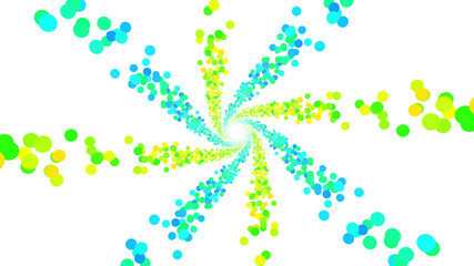 Colorful radial dot milky way radiant road white abstract 3D illustration background.