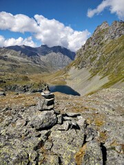 hiker on the top of mountain