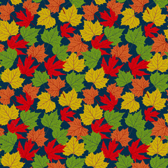 Falling autumn leaves seamless pattern. Vector illustration background