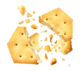 Crushed cracker and crumbs on white background