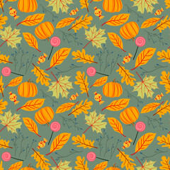 Fototapeta na wymiar Seamless pattern with autumn leaves