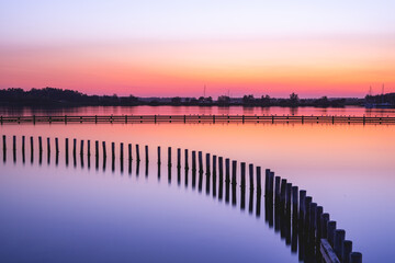 Fototapeta premium Beautiful sunset with a colorful sky. Grote Piet Zeeland, The Netherlands