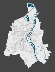 Detailed map of Magdeburg city, Cityscape. Royalty free vector illustration. - obrazy, fototapety, plakaty
