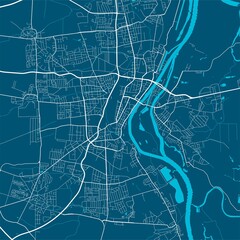 Detailed map of Magdeburg city, linear print map. Cityscape panorama. - obrazy, fototapety, plakaty