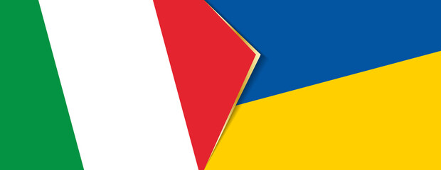 Italy and Ukraine flags, two vector flags.
