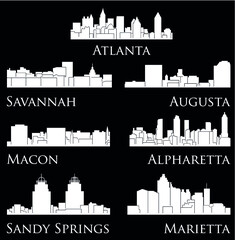 Set of 7 City in Georgia ( Atlanta, Savannah, Augusta, Macon, Alpharetta Sandy Springs, Marietta )