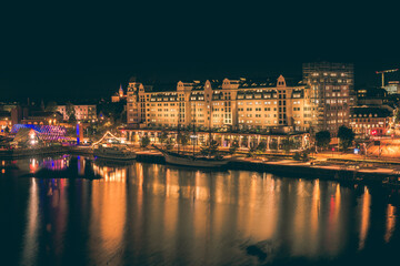 Obraz premium Nocny widok na Oslo stolice Norwegii 