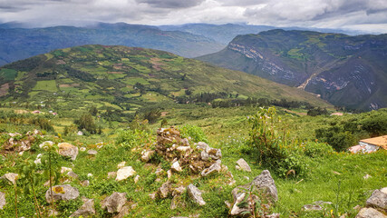 meadow in the mountains of kuelap in chachapoyas peru