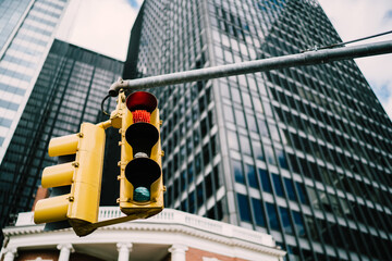 Modern traffic light on street