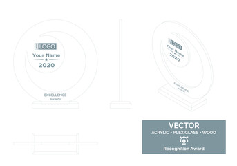 Moon Trophy Vector Template, Business trophy Distinction Award, Corporate Recognition trophy Award