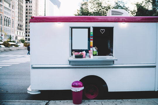 Retro Ice Cream Truck On Street