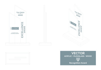 Trophy Vector Template, Business trophy Distinction Award, Corporate Recognition trophy Award