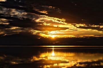 sunset over water