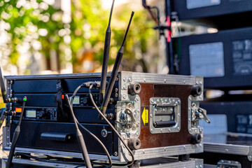 Transportation equipment. Organization of the show. Concert equipment. Special boxes with plugs.