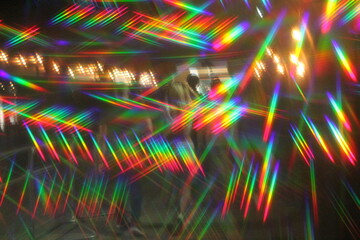 lights prism abstract lights nightclub dance party  synth wave background backdrop lights and lasers through hologram glasses stock, photo, photograph, picture, image