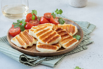 Grilled Halloumi Cheese and fresh tomato salad.