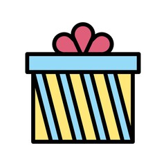 gift box related gift box with ribbon and strips vector with editable stroke