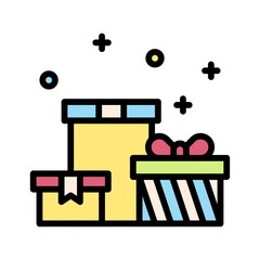 gift box related gift boxes with ribbon, bow and strips vector with editable stroke