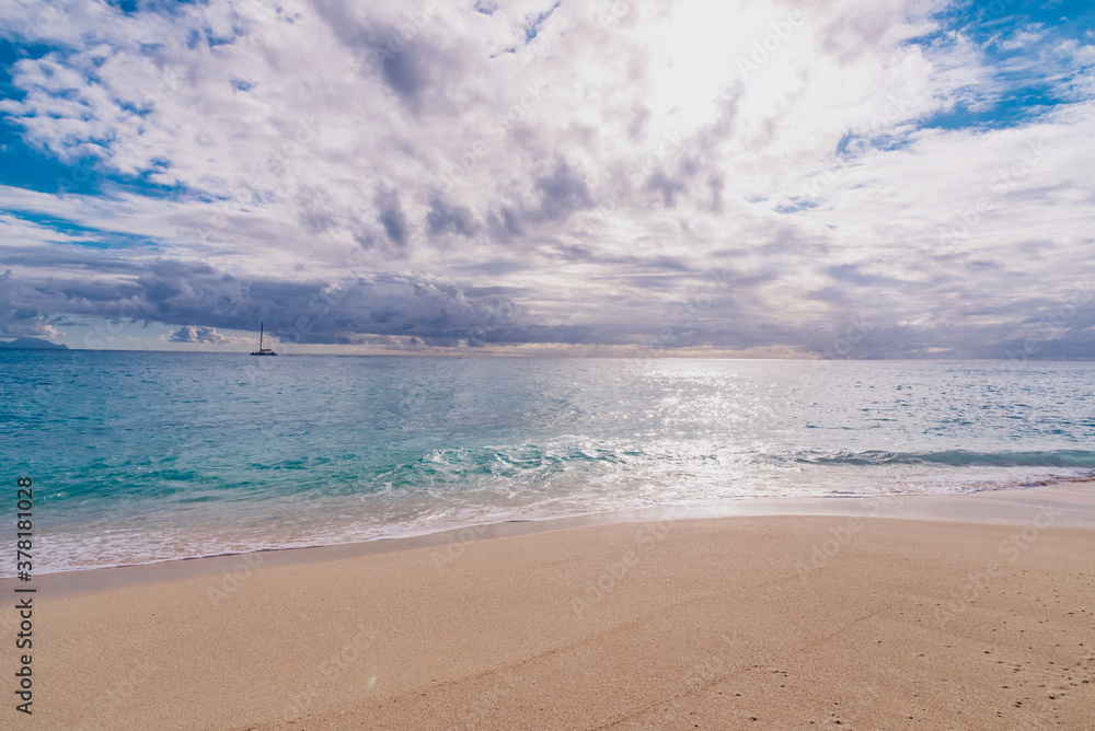 Sticker panorama of the island of Sint Maarten island in the Caribbean