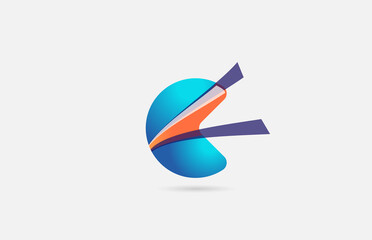 line orange blue C alphabet letter logo icon for company. Creative design for business and corporate