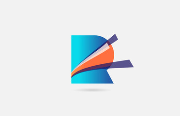 line orange blue R alphabet letter logo icon for company. Creative design for business and corporate