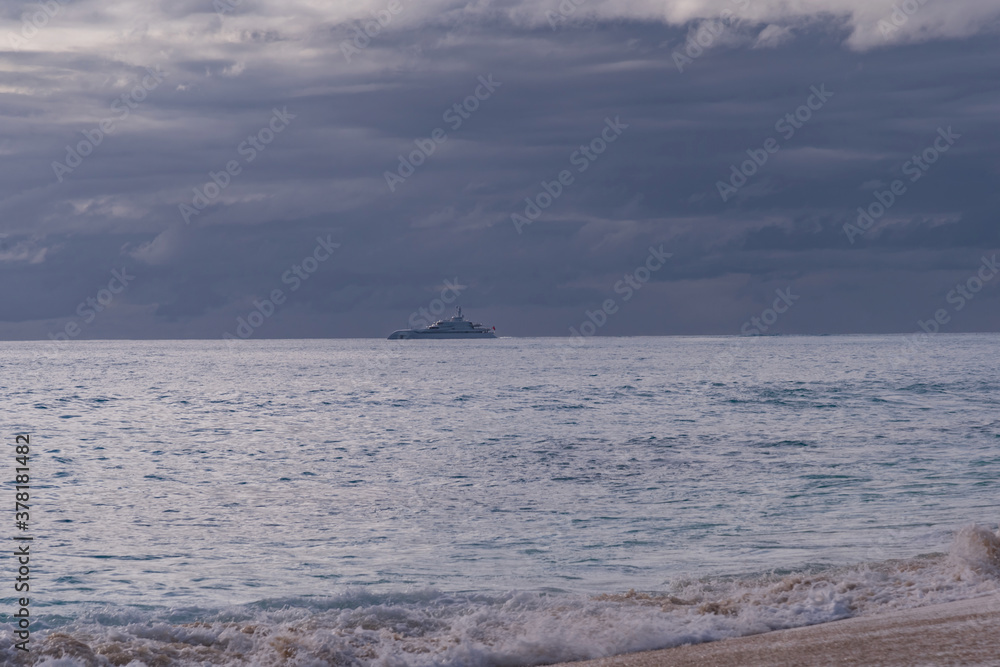 Sticker panorama of the island of Sint Maarten island in the Caribbean