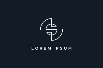 Abstract Initial Letter S Logo. White Radial Line Geometric Infinity Style isolated on Dark Background. Usable for Business and Technology Logos. Flat Vector Logo Design Template Element.