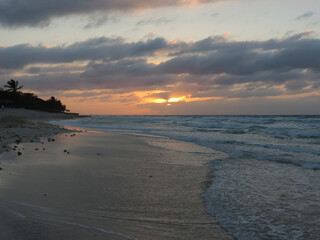 sunset over the beach
