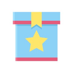 gift box related gift box with ribbon and stars vector in flat style,