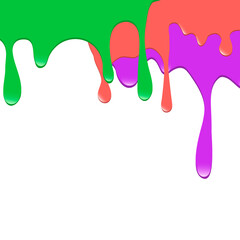 Set of dripping paints. Dripping liquid. Fluid fluid. Spilling paint. Falling paint. Fluid oil stain. Abstract, liquid drops of ink. Vector illustration
