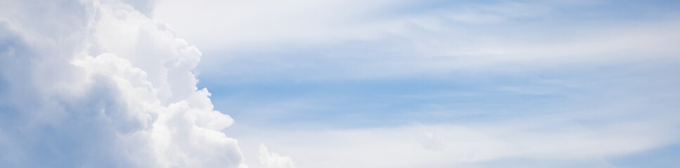 View of blue sky with white cloud panorama, Using as Landscape Nature wallpaper or cover page.