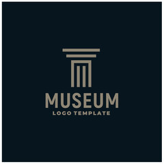 Initial Letter M with Column Marble Pillar Building Logo design