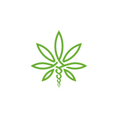 Cannabis Marijuana Leaf with Asclepius Snake logo design for Hemp CBD business