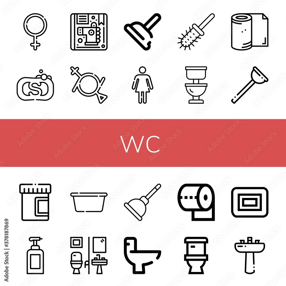 Poster wc simple icons set