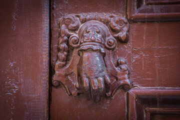 Door Knocker in the city of Huesca, Aragon, Spain