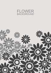 Abstract light background with stylized flowers. Floral card with copy space for your text.