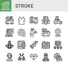 stroke simple icons set