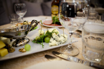 served table with food
