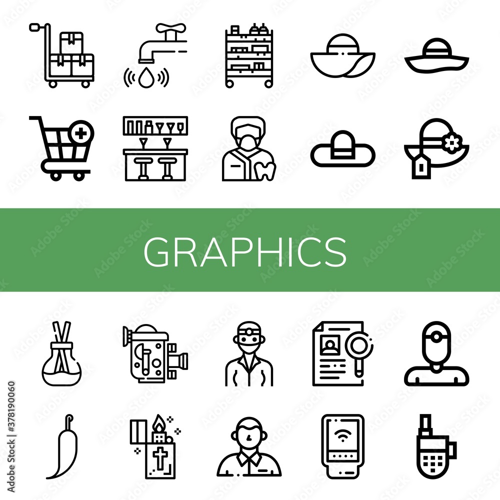Poster graphics simple icons set