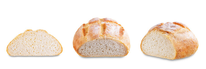 Wheat white bread on a white isolated background