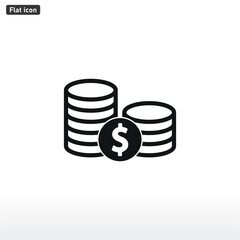 Coins icon vector . Dollar sign