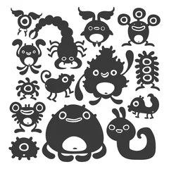 Fotobehang Set of weird creature monster designs © mictoon